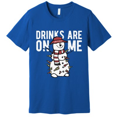 Drinks Are On Me Snowman Funny Christmas Premium T-Shirt