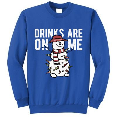 Drinks Are On Me Snowman Funny Christmas Tall Sweatshirt