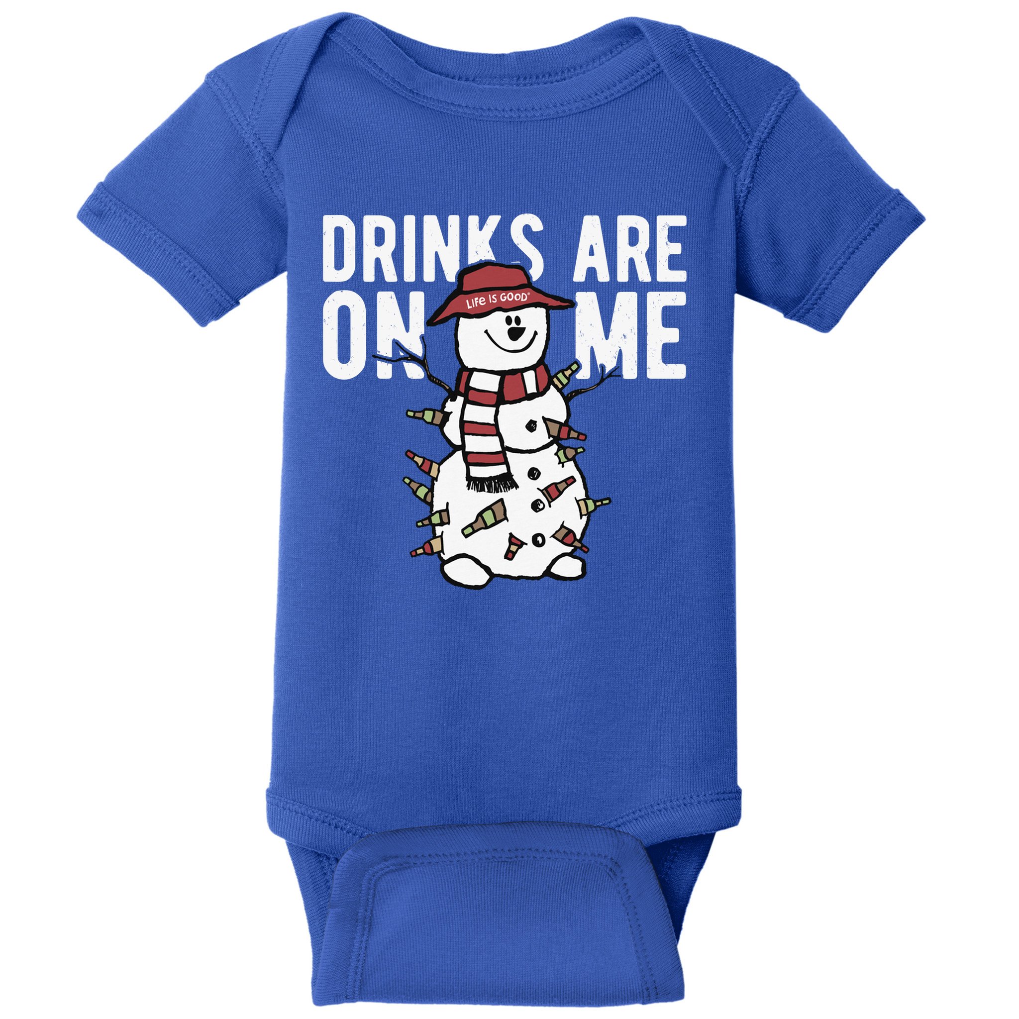 Drinks Are On Me Snowman Funny Christmas Baby Bodysuit