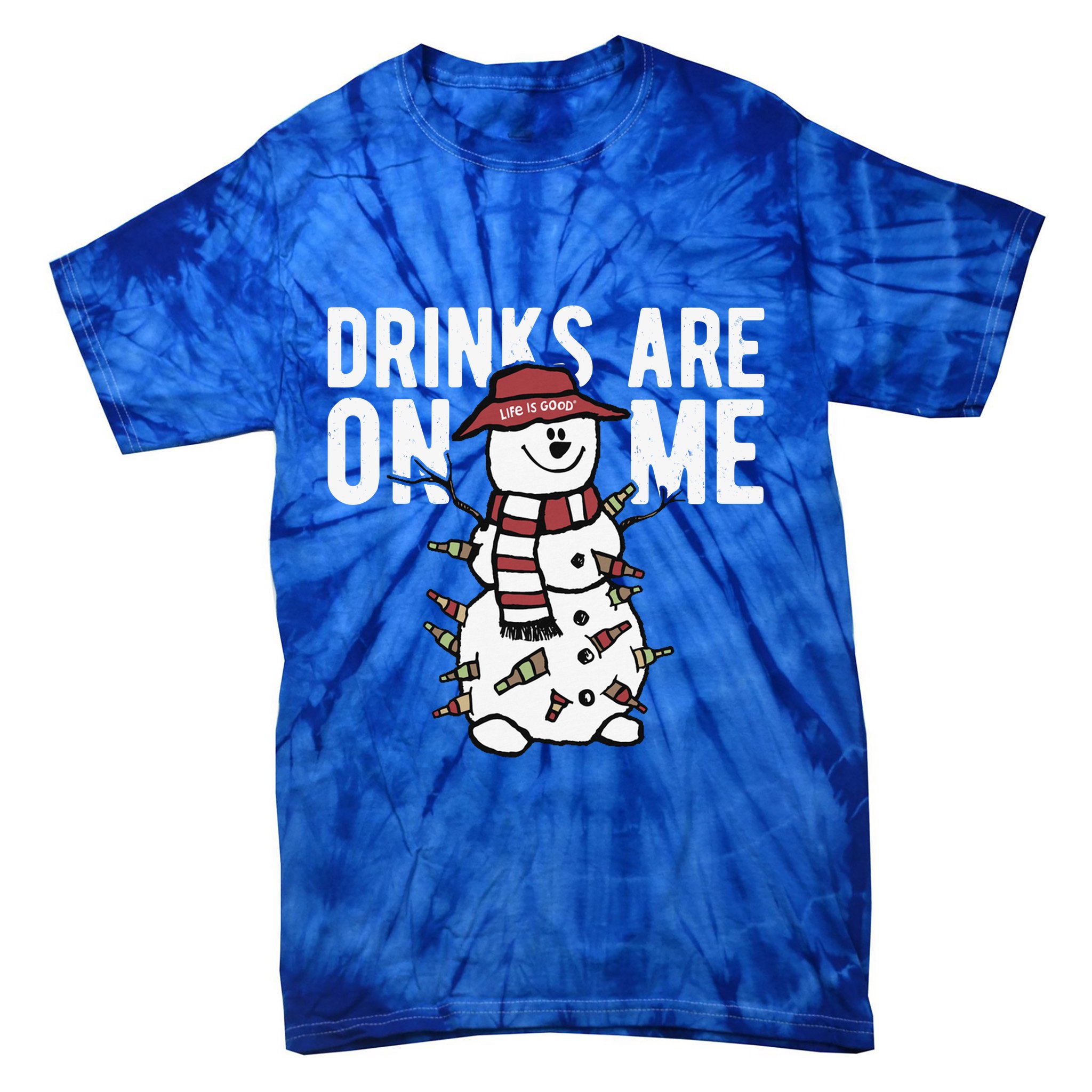 Drinks Are On Me Snowman Funny Christmas Tie-Dye T-Shirt