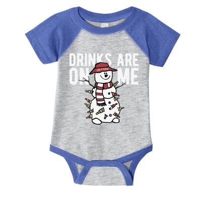 Drinks Are On Me Snowman Funny Christmas Infant Baby Jersey Bodysuit