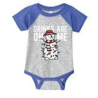 Drinks Are On Me Snowman Funny Christmas Infant Baby Jersey Bodysuit
