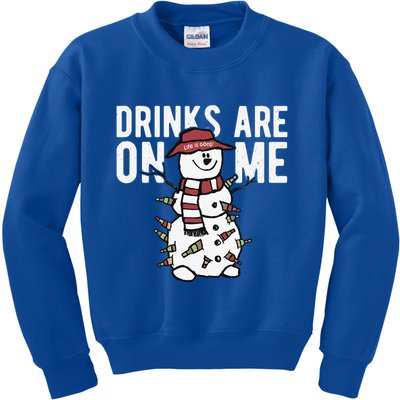 Drinks Are On Me Snowman Funny Christmas Kids Sweatshirt