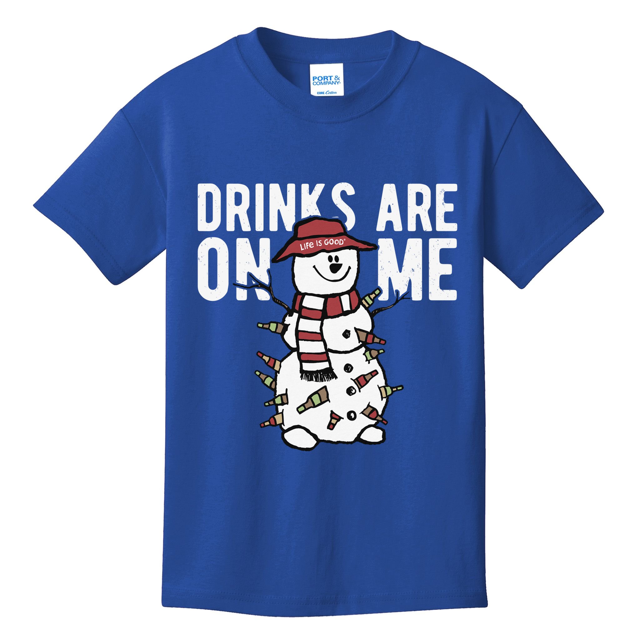Drinks Are On Me Snowman Funny Christmas Kids T-Shirt