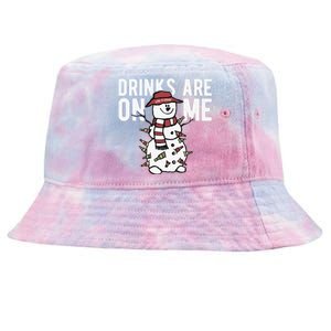 Drinks Are On Me Snowman Funny Christmas Tie-Dyed Bucket Hat