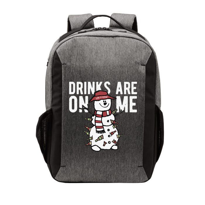 Drinks Are On Me Snowman Funny Christmas Vector Backpack
