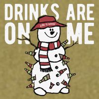 Drinks Are On Me Snowman Funny Christmas Garment-Dyed Women's Muscle Tee