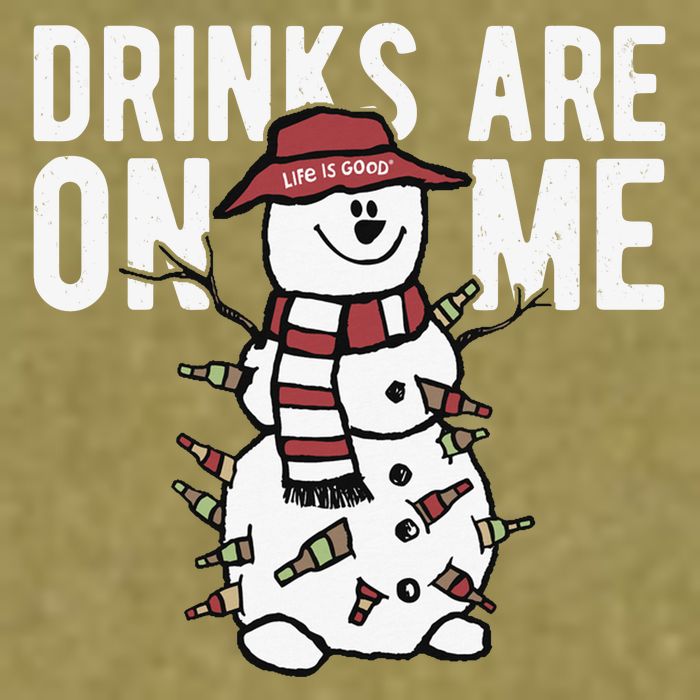 Drinks Are On Me Snowman Funny Christmas Garment-Dyed Women's Muscle Tee