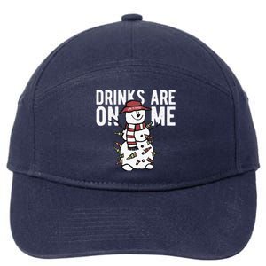 Drinks Are On Me Snowman Funny Christmas 7-Panel Snapback Hat