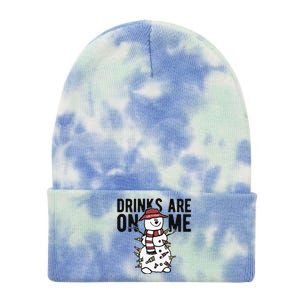 Drinks Are On Me Snowman Funny Christmas Tie Dye 12in Knit Beanie