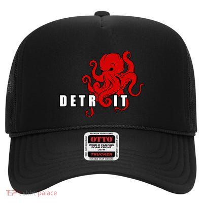 Detroit Adult Octopus Hockey Kraken Downtown Motor City Cute Gift Gift High Crown Mesh Back Trucker Hat