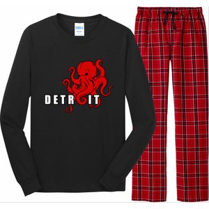 Detroit Adult Octopus Hockey Kraken Downtown Motor City Cute Gift Gift Long Sleeve Pajama Set