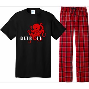 Detroit Adult Octopus Hockey Kraken Downtown Motor City Cute Gift Gift Pajama Set