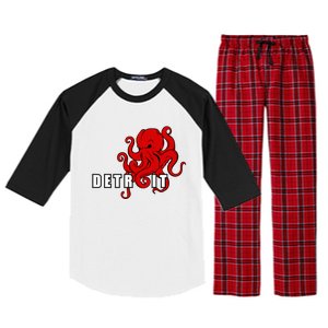 Detroit Adult Octopus Hockey Kraken Downtown Motor City Cute Gift Gift Raglan Sleeve Pajama Set