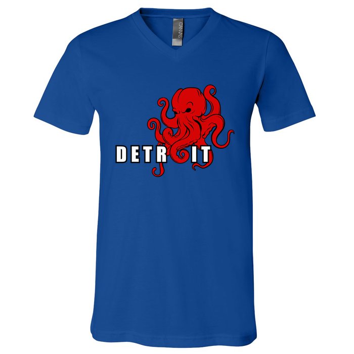 Detroit Adult Octopus Hockey Kraken Downtown Motor City Cute Gift Gift V-Neck T-Shirt