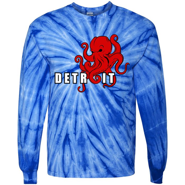 Detroit Adult Octopus Hockey Kraken Downtown Motor City Cute Gift Gift Tie-Dye Long Sleeve Shirt