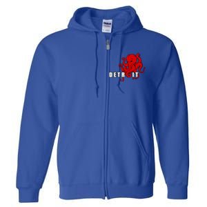 Detroit Adult Octopus Hockey Kraken Downtown Motor City Cute Gift Gift Full Zip Hoodie