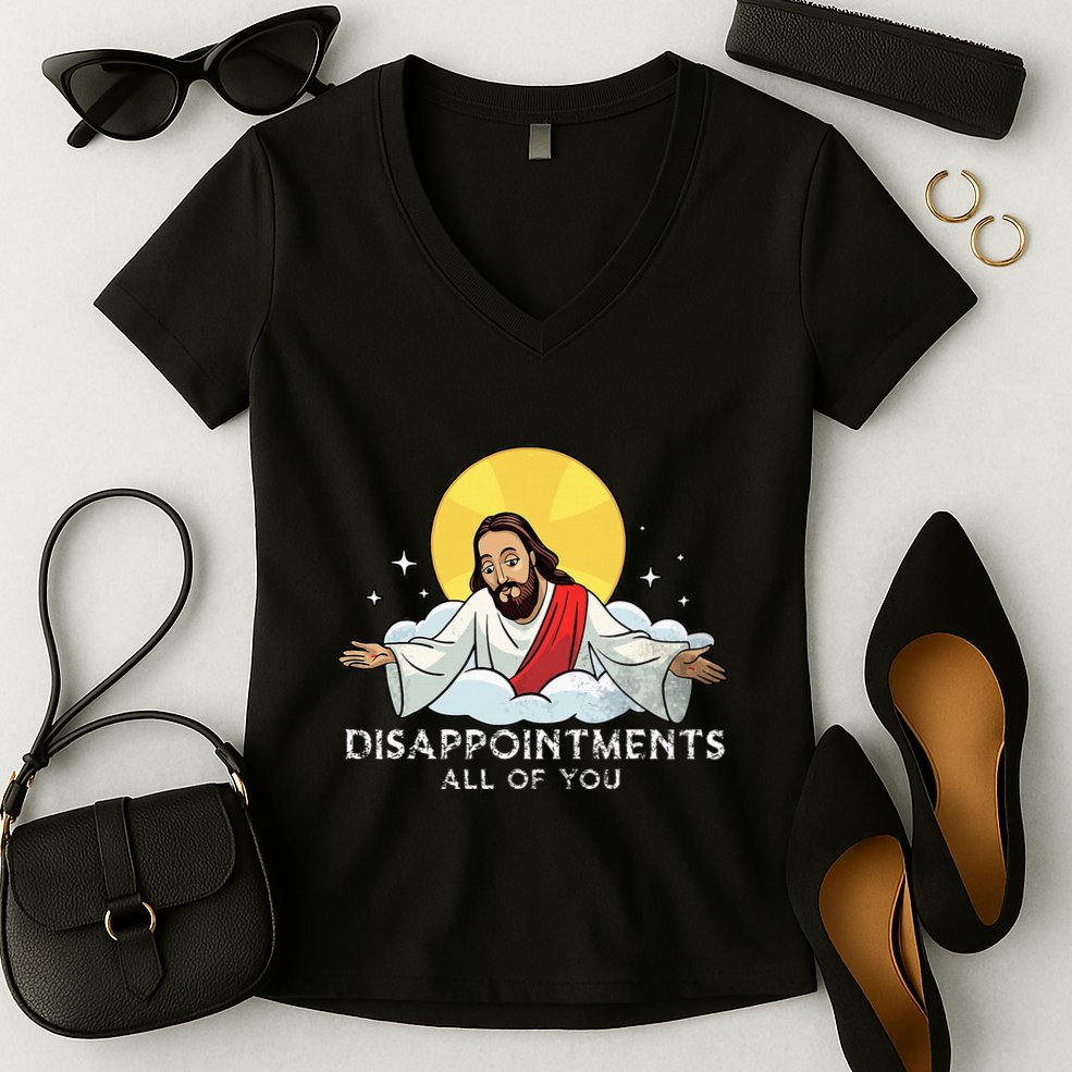 Disappointments All Of You Jesus God Sarcastic Humor Women's V-Neck T-Shirt
