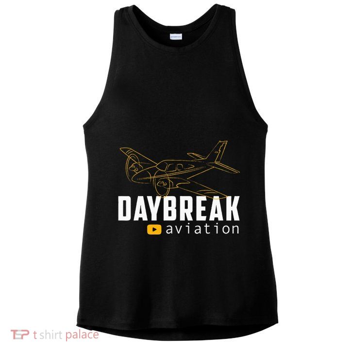 Daybreak Aviation Outline Airplane Ladies PosiCharge Tri-Blend Wicking Tank