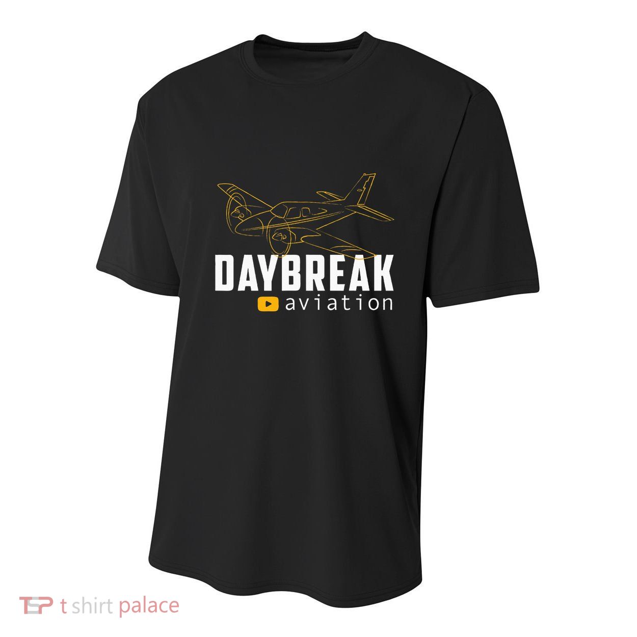 Daybreak Aviation Outline Airplane Youth Performance Sprint T-Shirt