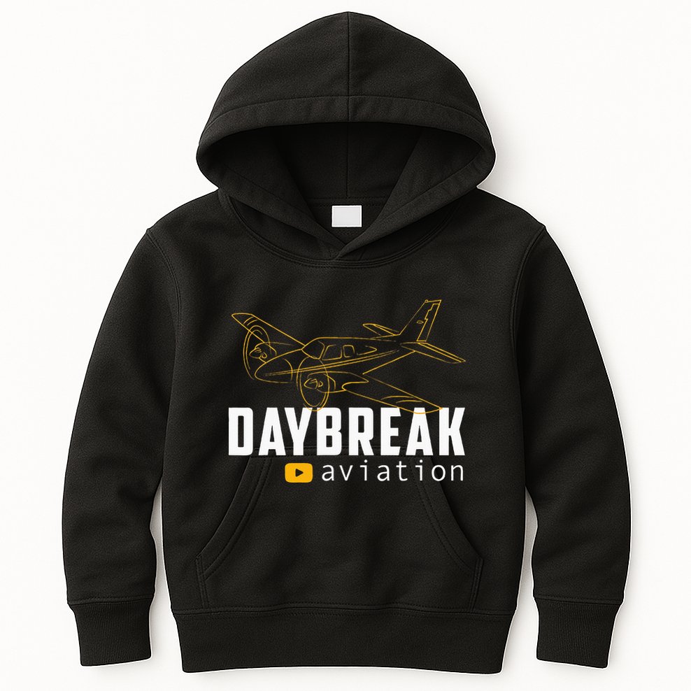 Daybreak Aviation Outline Airplane Kids Hoodie