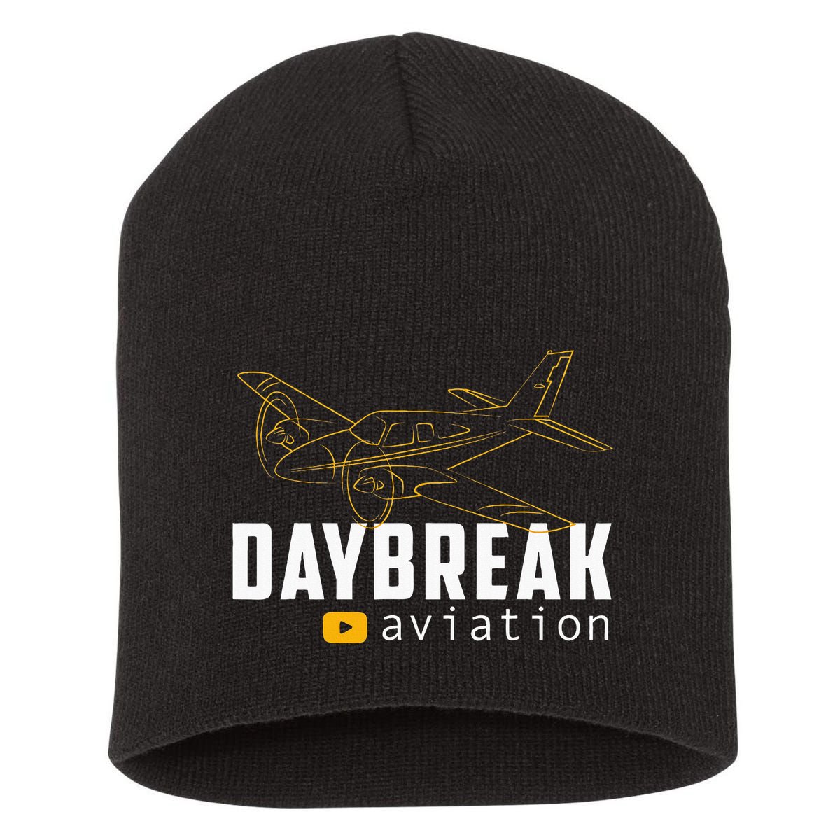 Daybreak Aviation Outline Airplane Short Acrylic Beanie