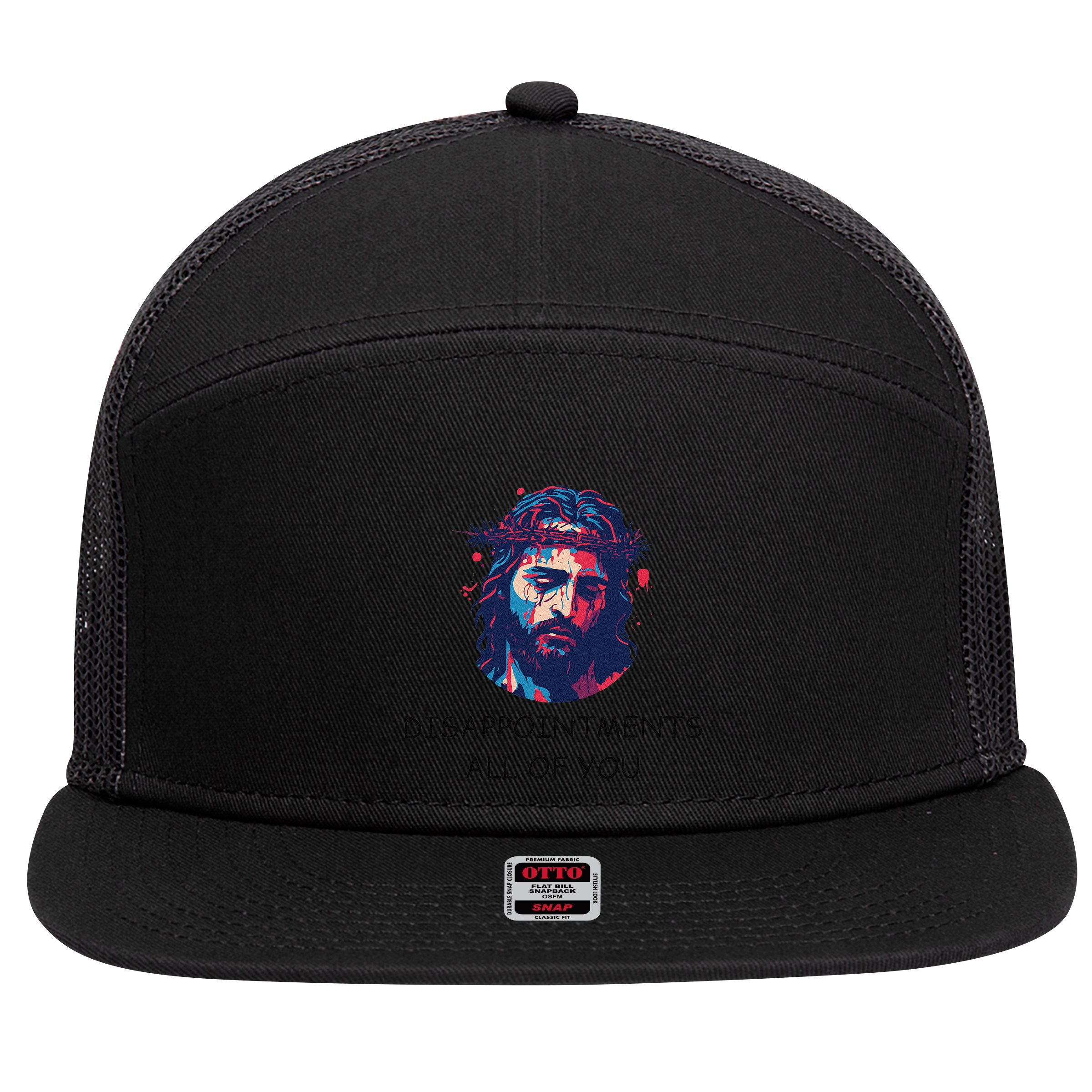 Disappointments All Of You Jesus Funny Sarcastic Christian 7 Panel Mesh Trucker Snapback Hat