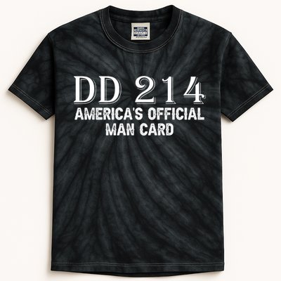 Dd214 Americas Officially Man Card Kids Tie-Dye T-Shirt