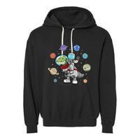 Dinosaur Astronaut & Planets Space & Dino Space Garment-Dyed Fleece Hoodie