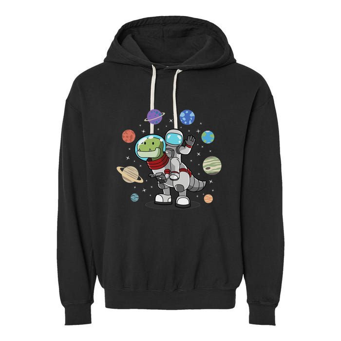 Dinosaur Astronaut & Planets Space & Dino Space Garment-Dyed Fleece Hoodie
