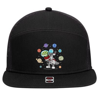 Dinosaur Astronaut & Planets Space & Dino Space 7 Panel Mesh Trucker Snapback Hat