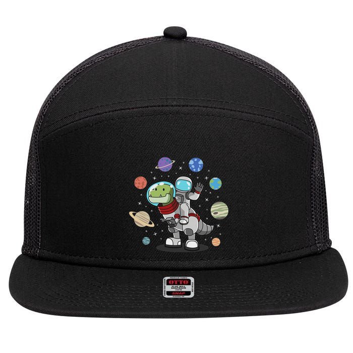 Dinosaur Astronaut & Planets Space & Dino Space 7 Panel Mesh Trucker Snapback Hat
