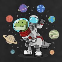 Dinosaur Astronaut & Planets Space & Dino Space 7 Panel Mesh Trucker Snapback Hat