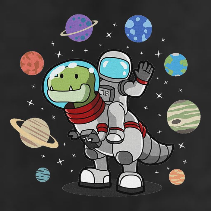 Dinosaur Astronaut & Planets Space & Dino Space 7 Panel Mesh Trucker Snapback Hat