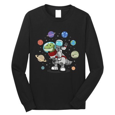 Dinosaur Astronaut & Planets Space & Dino Space Long Sleeve Shirt