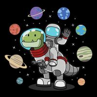 Dinosaur Astronaut & Planets Space & Dino Space Sustainable Bucket Hat