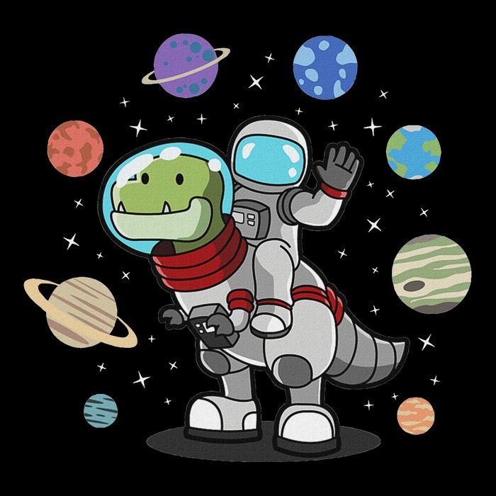 Dinosaur Astronaut & Planets Space & Dino Space Sustainable Bucket Hat