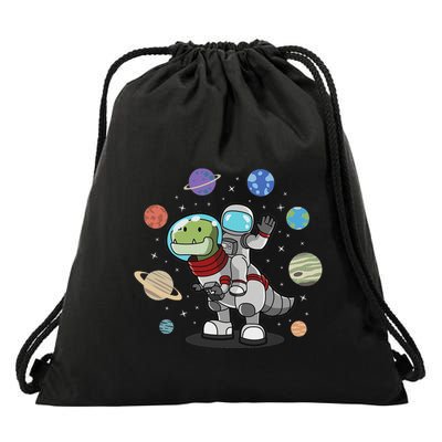 Dinosaur Astronaut & Planets Space & Dino Space Drawstring Bag