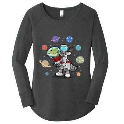 Dinosaur Astronaut & Planets Space & Dino Space Women's Perfect Tri Tunic Long Sleeve Shirt