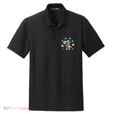 Dinosaur Astronaut & Planets Space & Dino Space Dry Zone Grid Polo