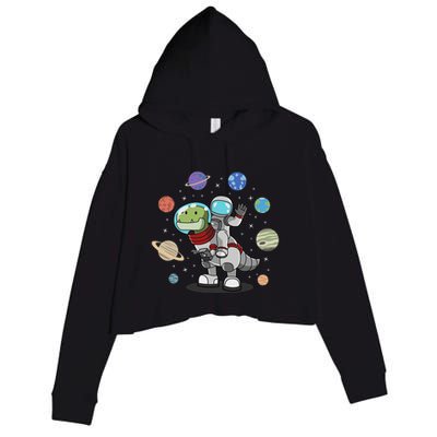 Dinosaur Astronaut & Planets Space & Dino Space Crop Fleece Hoodie