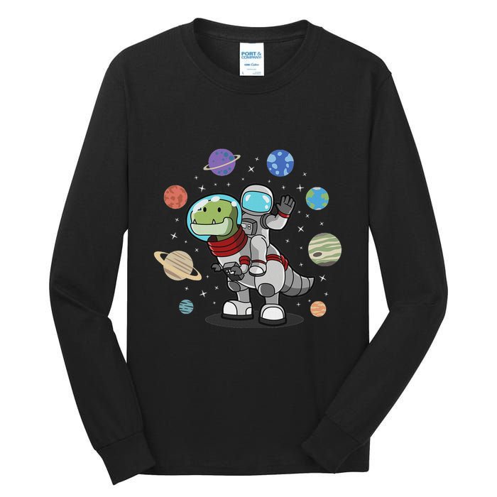 Dinosaur Astronaut & Planets Space & Dino Space Tall Long Sleeve T-Shirt