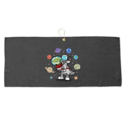 Dinosaur Astronaut & Planets Space & Dino Space Large Microfiber Waffle Golf Towel