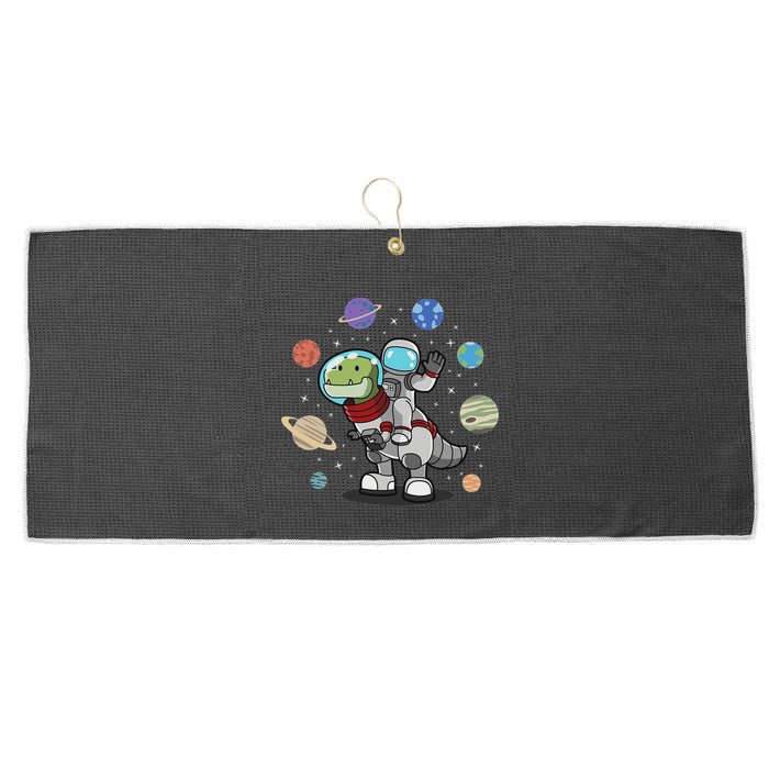 Dinosaur Astronaut & Planets Space & Dino Space Large Microfiber Waffle Golf Towel