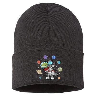 Dinosaur Astronaut & Planets Space & Dino Space Sustainable Knit Beanie