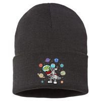 Dinosaur Astronaut & Planets Space & Dino Space Sustainable Knit Beanie