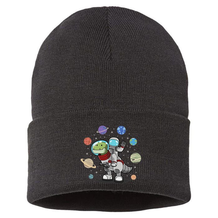 Dinosaur Astronaut & Planets Space & Dino Space Sustainable Knit Beanie