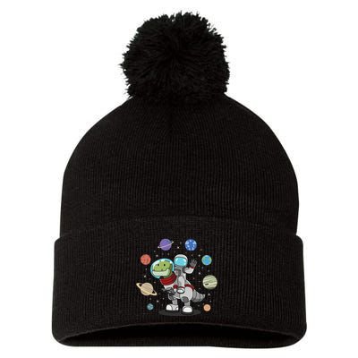 Dinosaur Astronaut & Planets Space & Dino Space Pom Pom 12in Knit Beanie