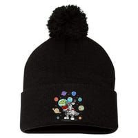 Dinosaur Astronaut & Planets Space & Dino Space Pom Pom 12in Knit Beanie