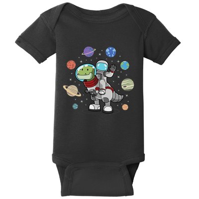 Dinosaur Astronaut & Planets Space & Dino Space Baby Bodysuit